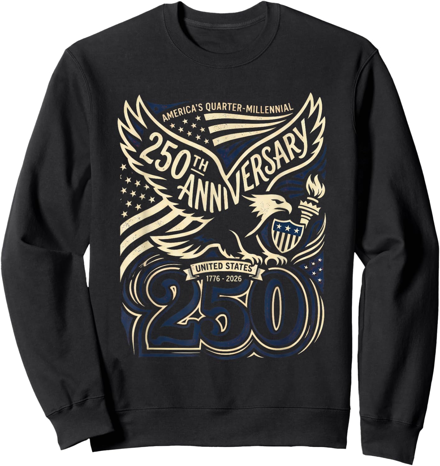 Patriotic Vintage 250th Anniversary USA 250 Year 4th of July Sweatshirt - Sweatshirt | Black