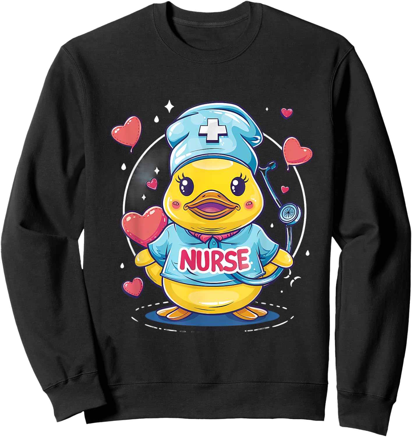 Nurse Rubber Duck Heart Rubber Duckie Nurse Appreciation Sweatshirt - Sweatshirt | Black
