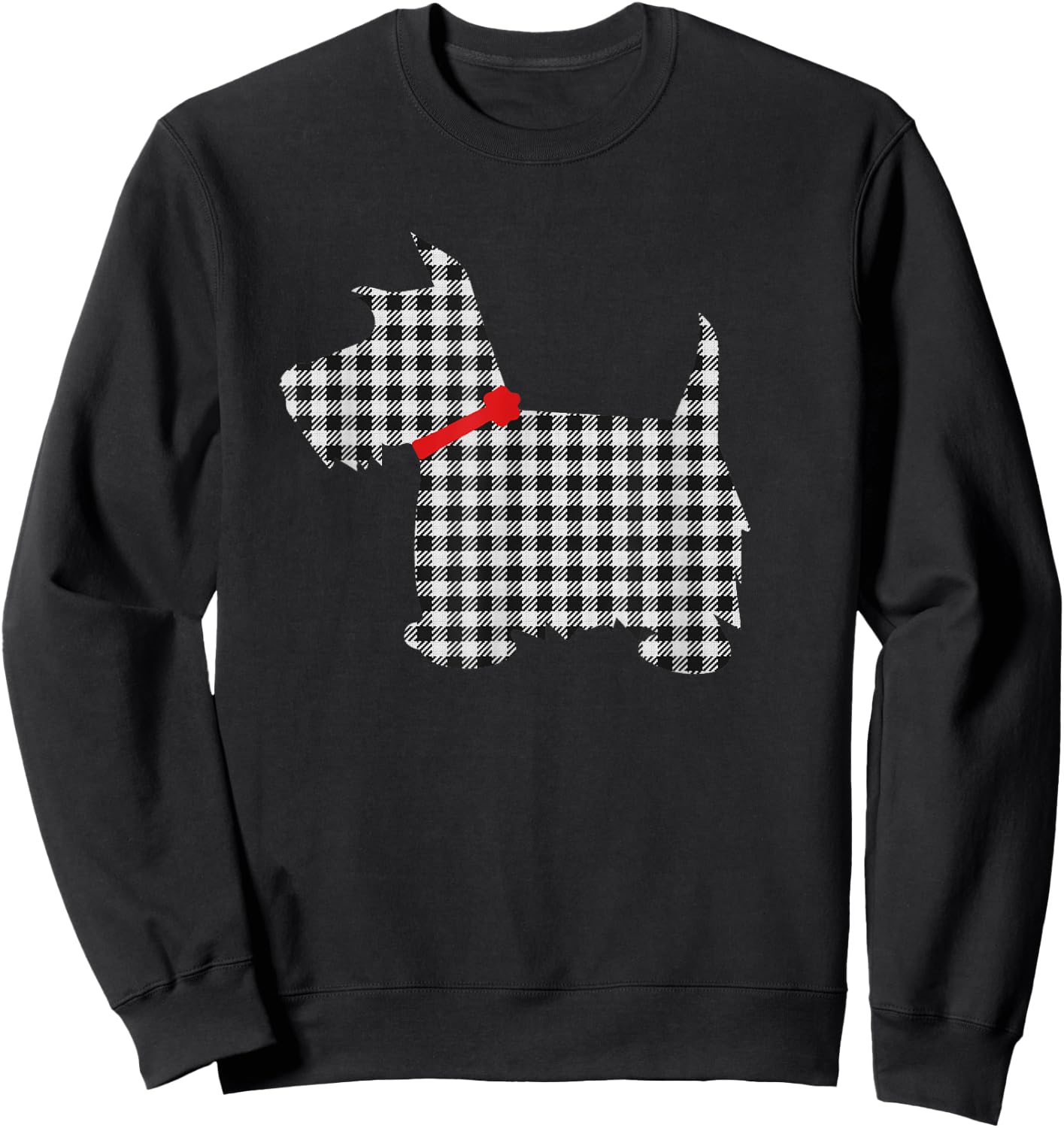 Scottie Dog Scottish Terrier T Shirt Black White Plaid Sweatshirt - Sweatshirt | Black