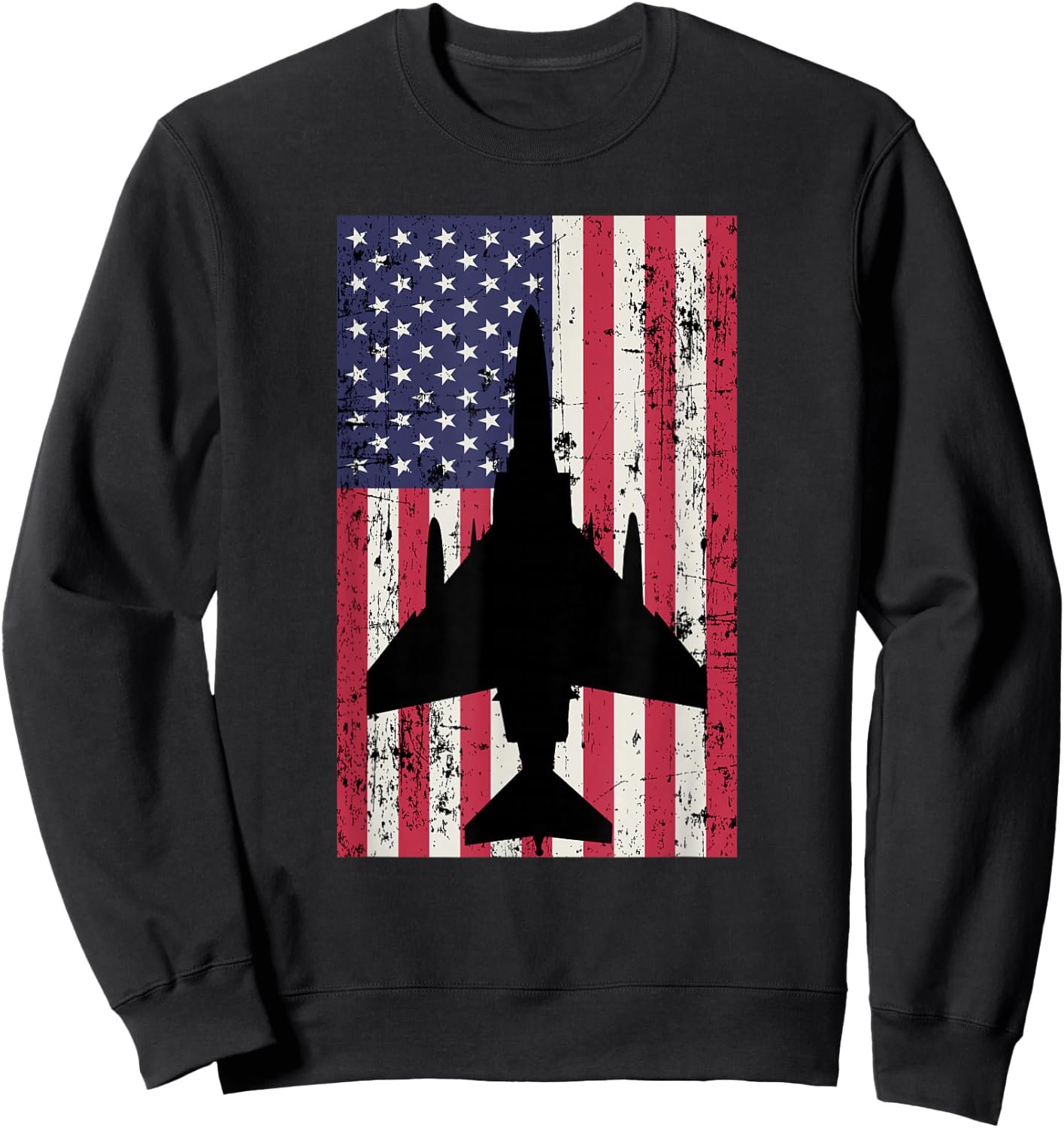 Patriotic F-4 Phantom American flag Sweatshirt - Sweatshirt | Black