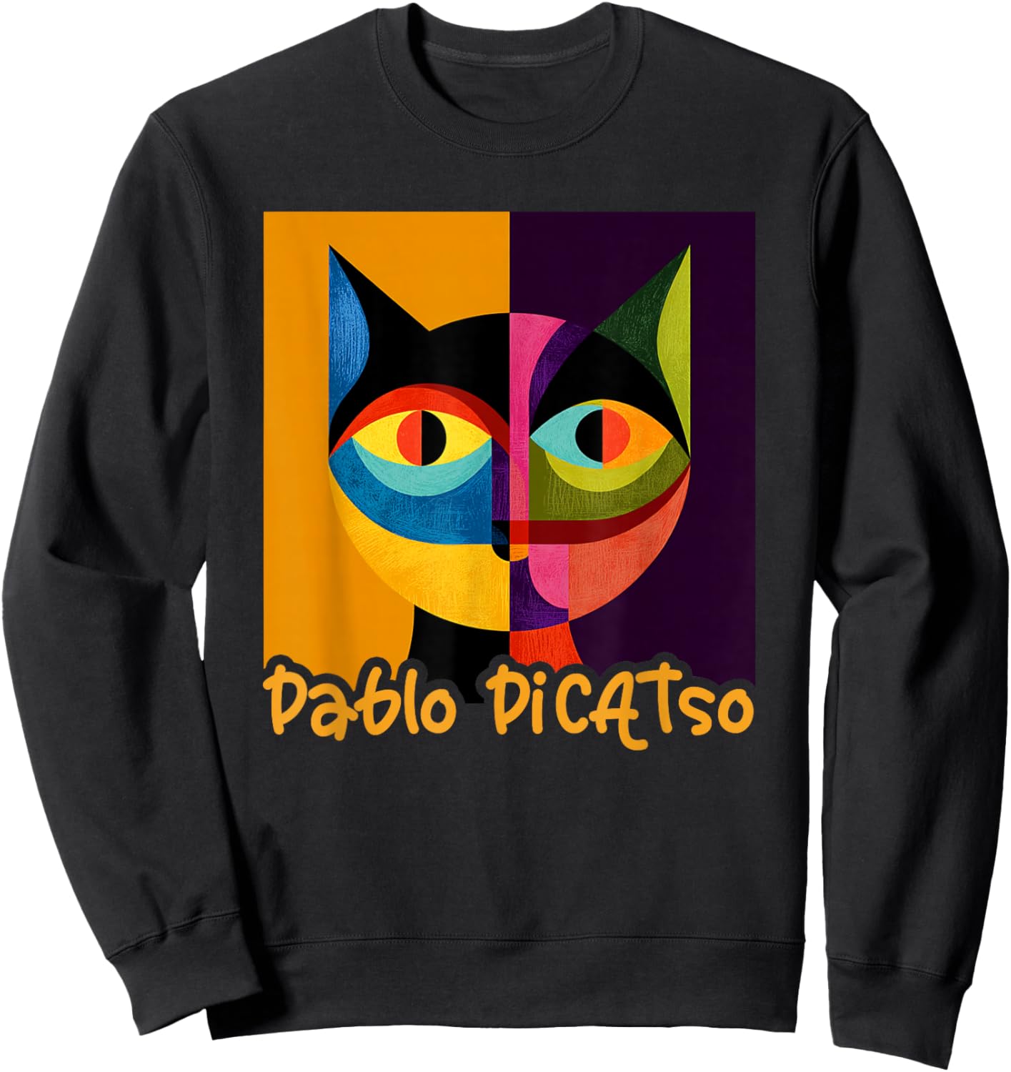 Funny Cat Design Picatso Sweatshirt - Sweatshirt | Black