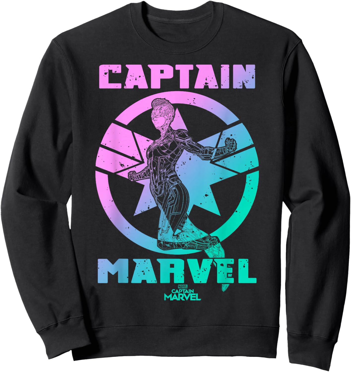 Captain Marvel Badge Color Grade Symbol Graphic Sweatshirt - Sweatshirt | Black