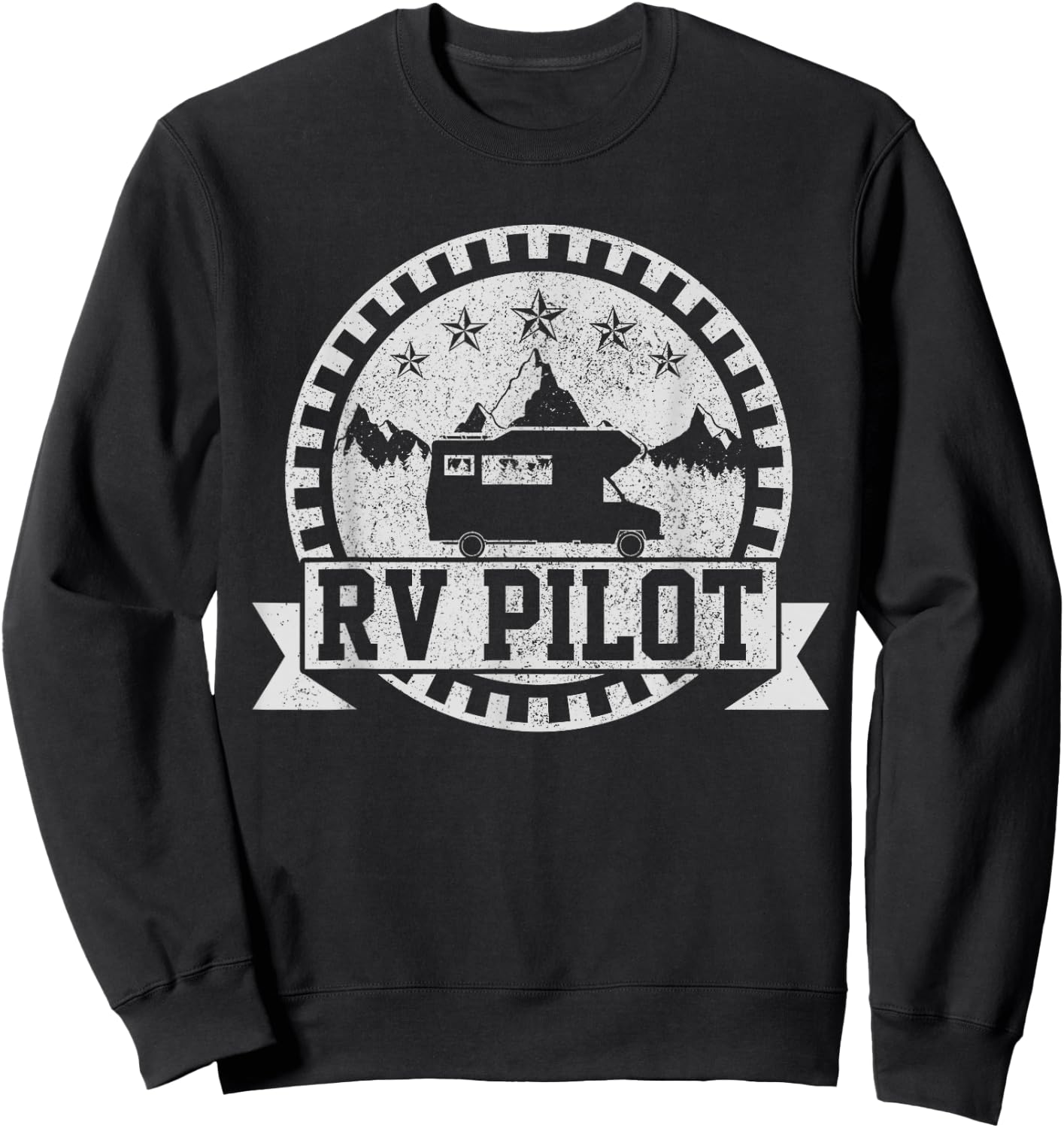 RV Pilot - Road Trip Camping Vintage Outdoor Camper Gift Sweatshirt - Sweatshirt | Black
