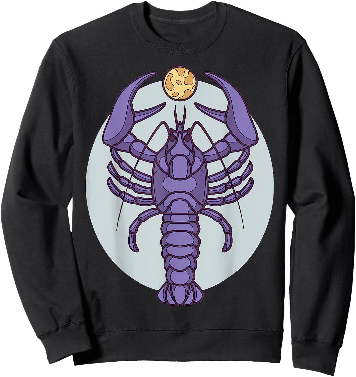 Purple Lobster Illustration For Adults Full Moon Sweatshirt - Sweatshirt | Black