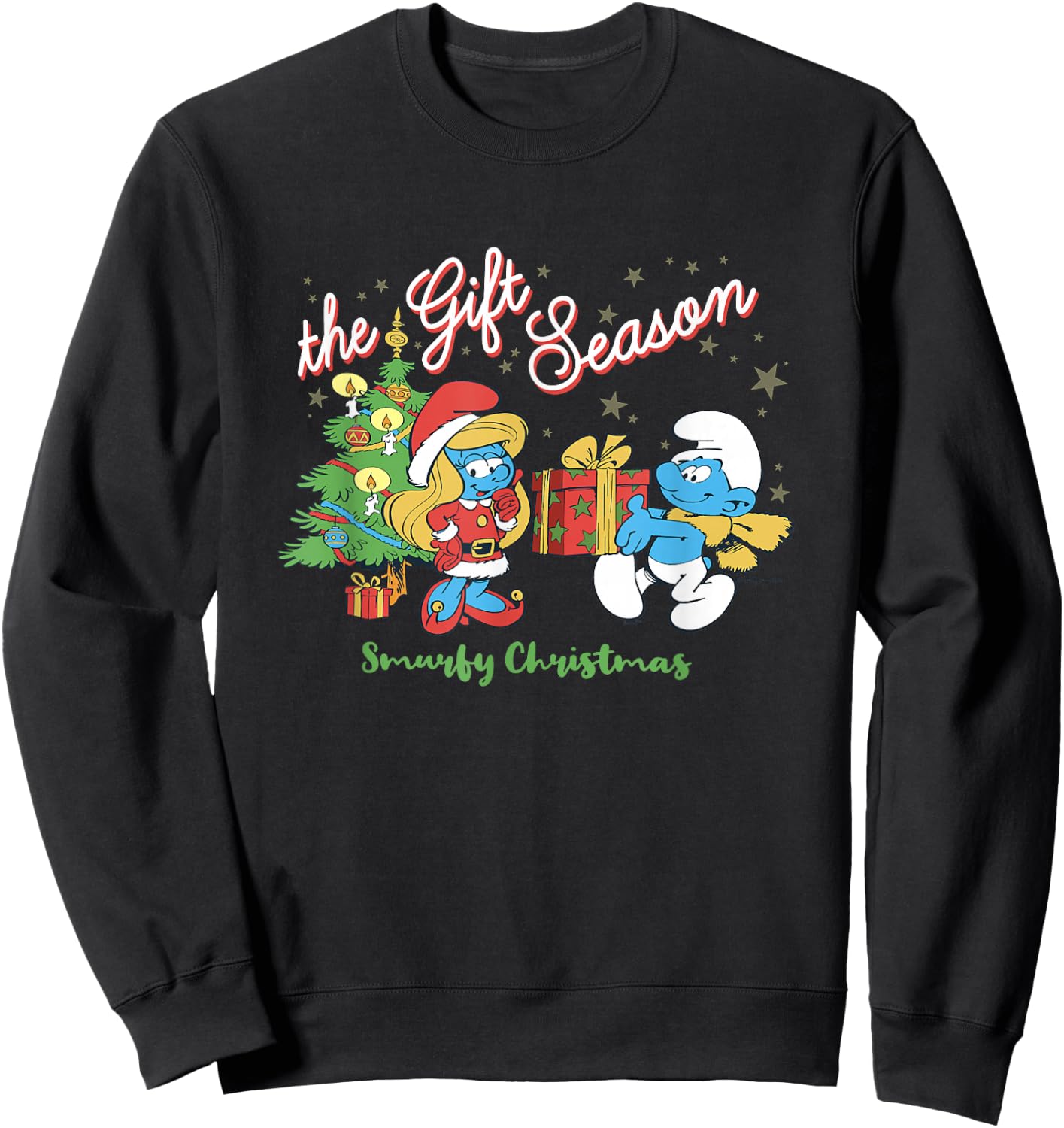 The Smurfs Christmas The Gift Season Smurfette & Jokey Sweatshirt - Sweatshirt | Black
