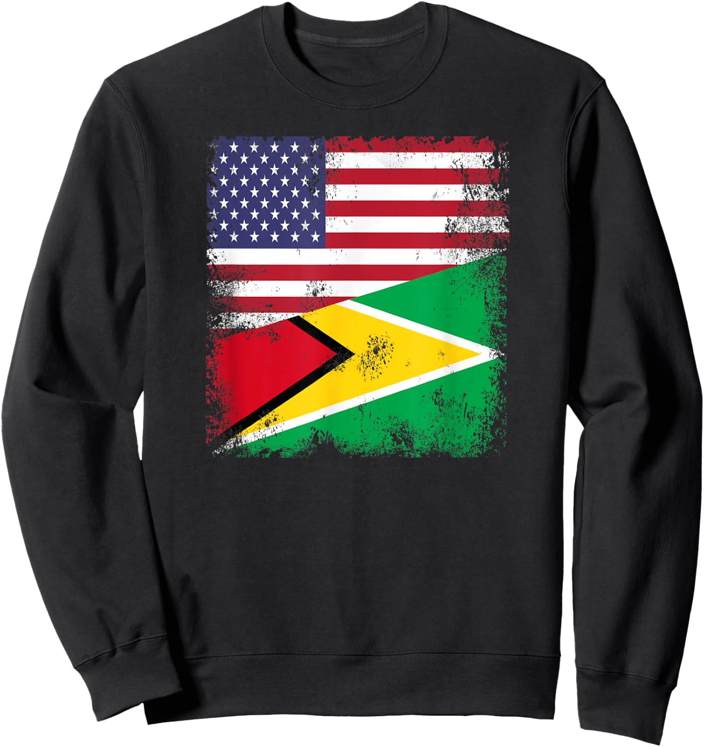 Half Guyanese Flag | Vintage Guyana USA Gift Sweatshirt - Sweatshirt | Black