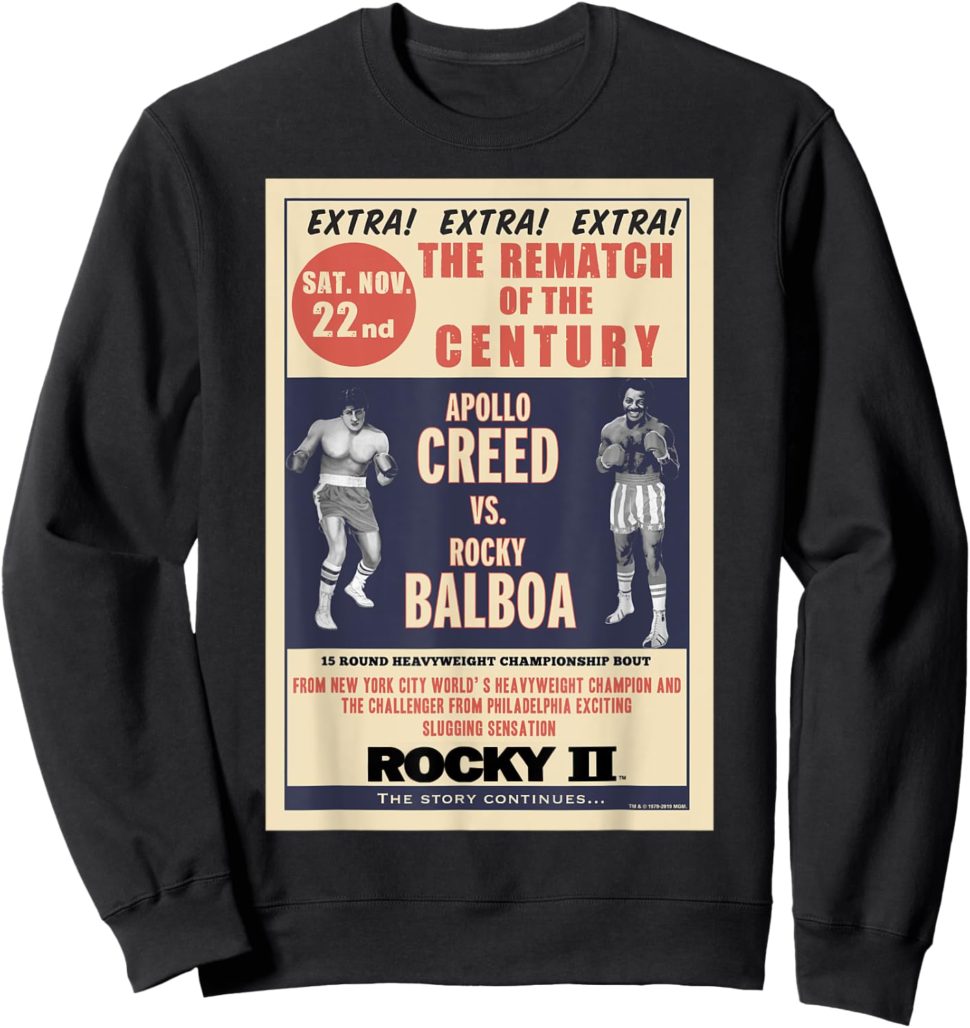 Rocky Creed Vs Balboa Rematch Of The Century Poster Sweatshirt - Sweatshirt | Black