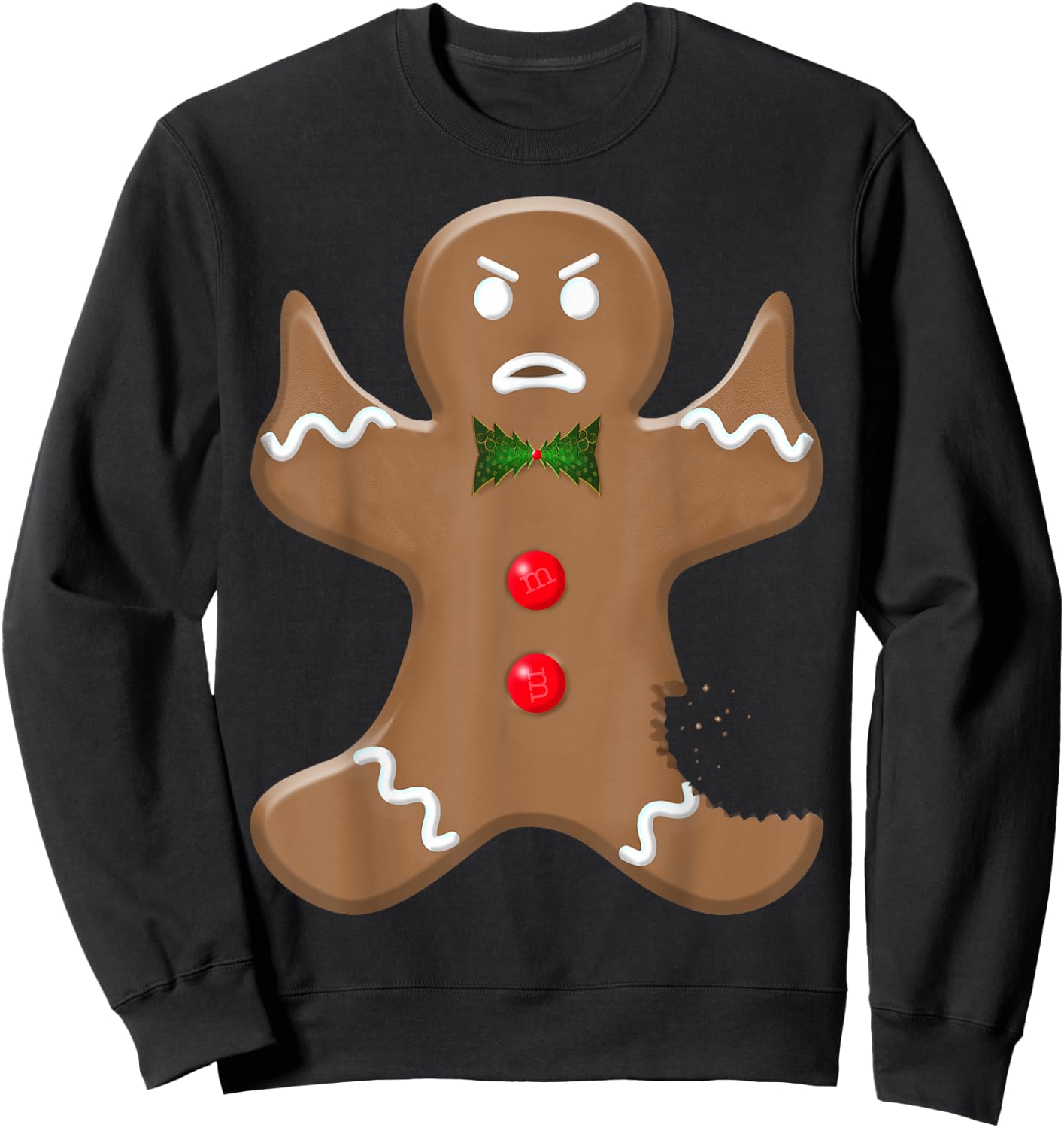 Angry Holiday Gingerman Cookie Giving the Finger Christmas Sweatshirt - Sweatshirt | Black