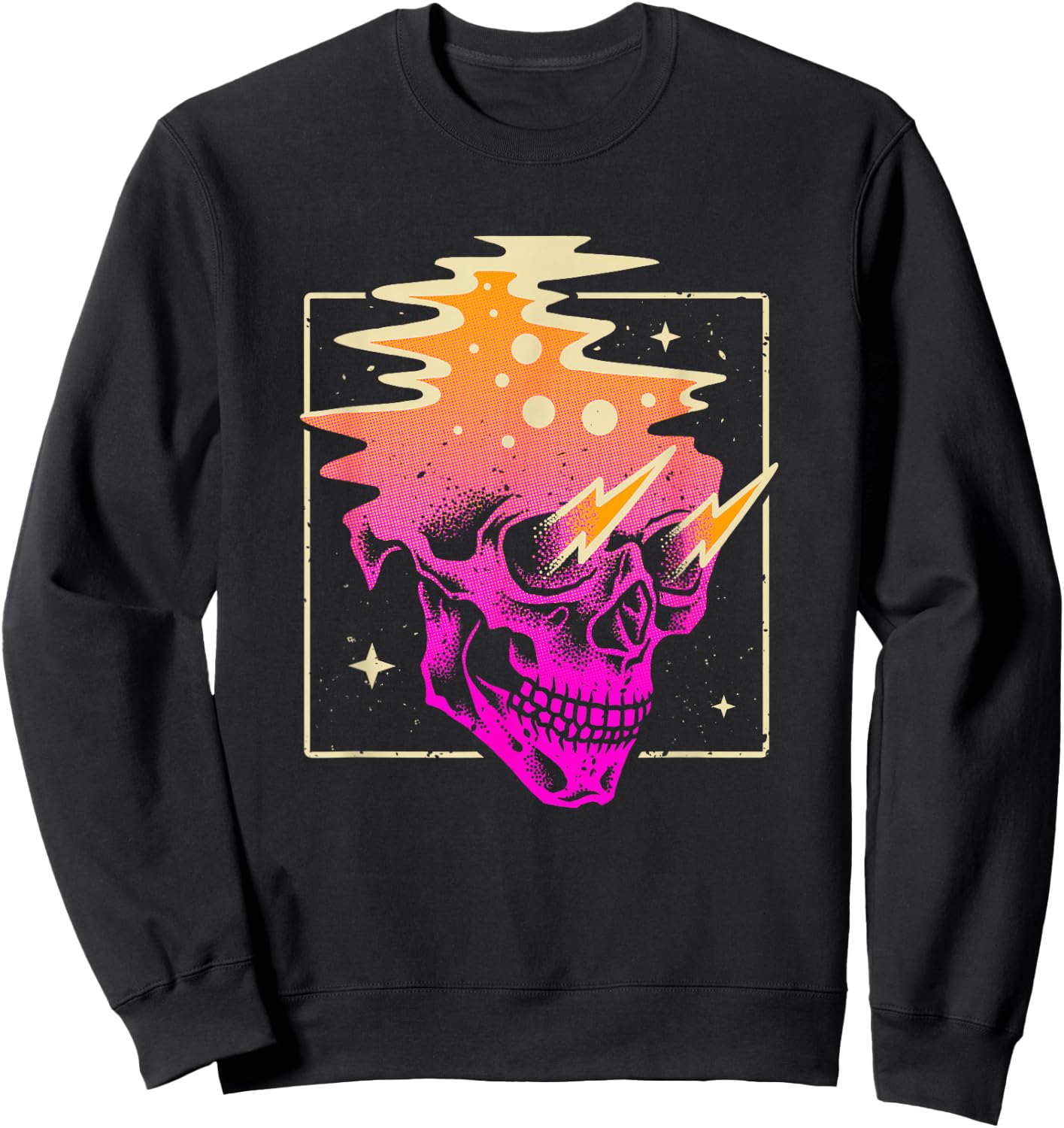 Skull Vaporwave Aesthetic Gothic Pastel Goth Grunge Outfit Sweatshirt - Sweatshirt | Black