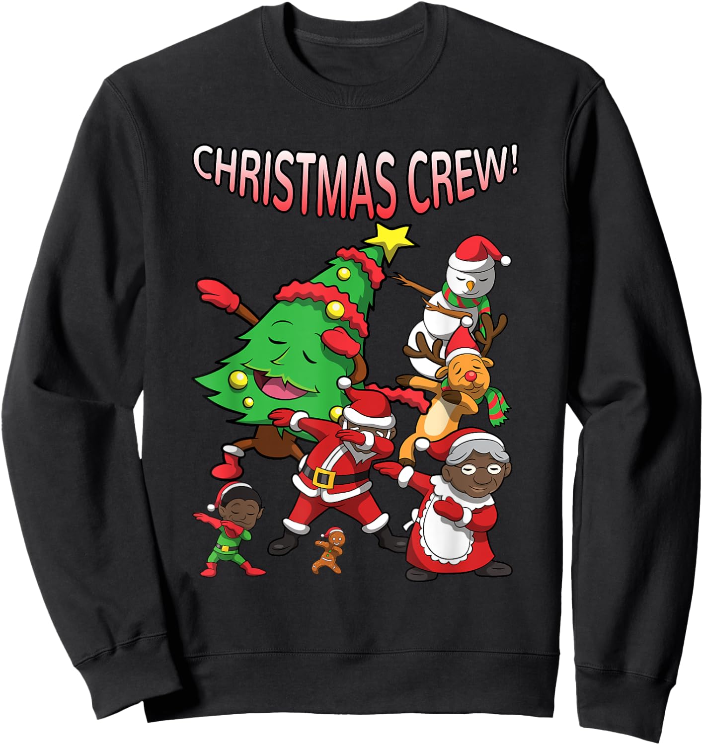 Black Cool Santa Claus African American Christmas Crew Dabs Sweatshirt - Sweatshirt | Black