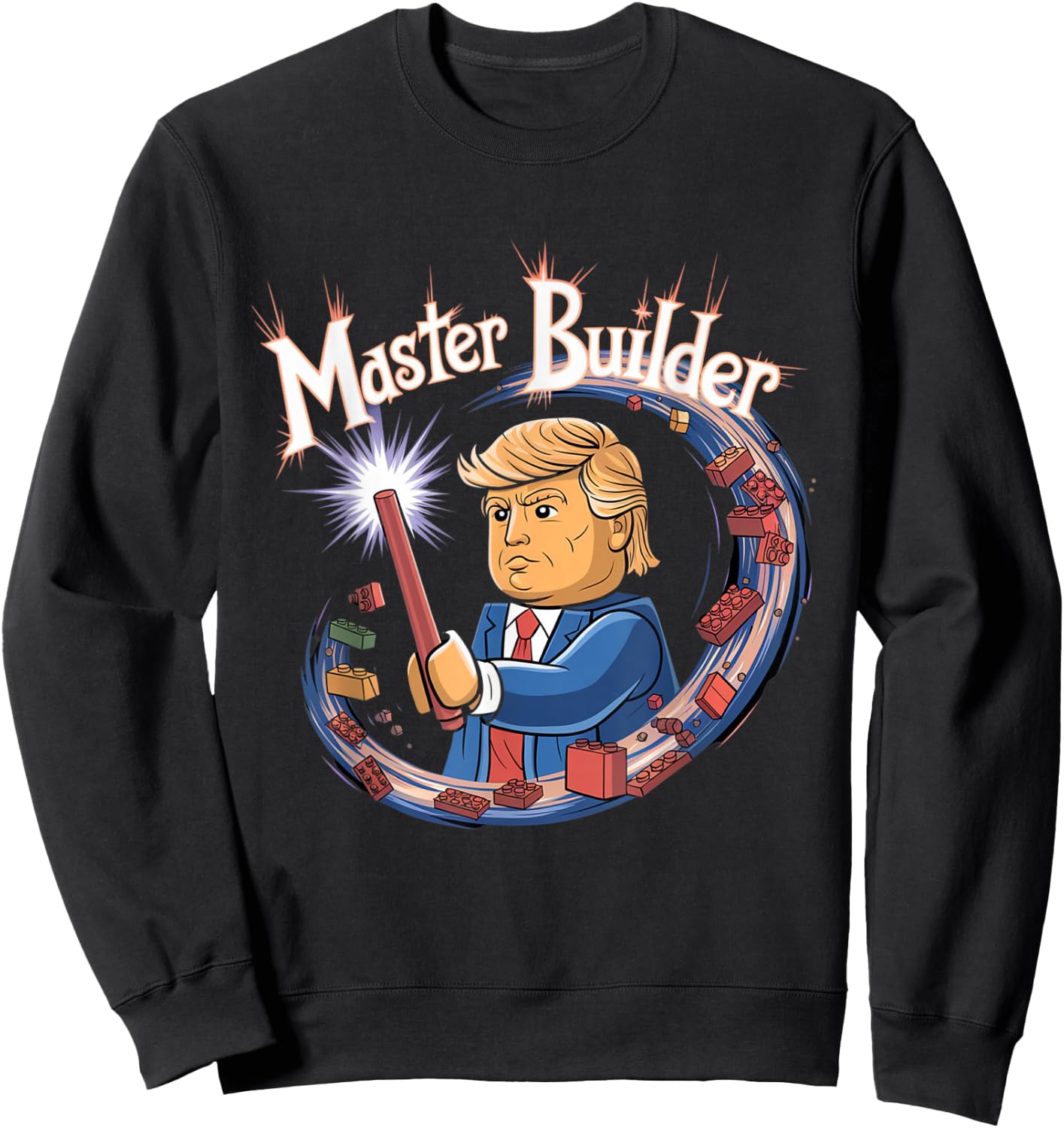 Funny Trump Master Builder Building Blocks Gift Sweatshirt - Sweatshirt | Black