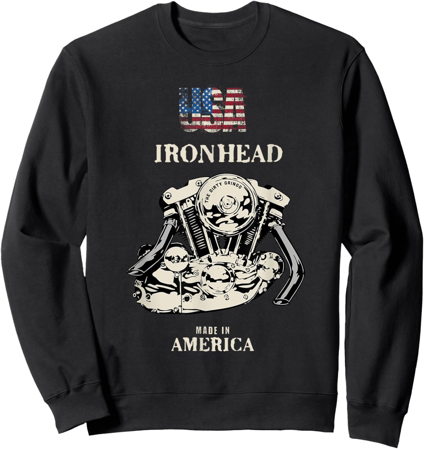 USA HD Ironhead Vtwin American Sportster Motorcycle Chopper Sweatshirt - Sweatshirt | Black