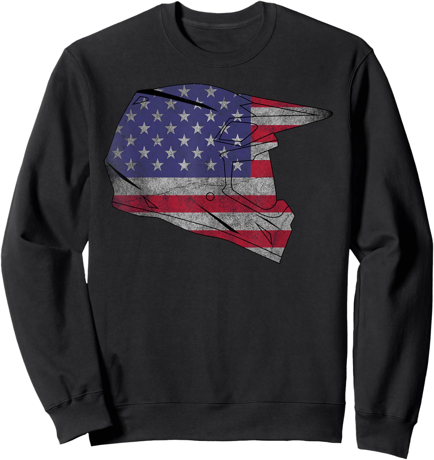 USA Motocross Dirt Bike American Flag Helmet Gift Women Kids Men Sweatshirt - Sweatshirt | Black