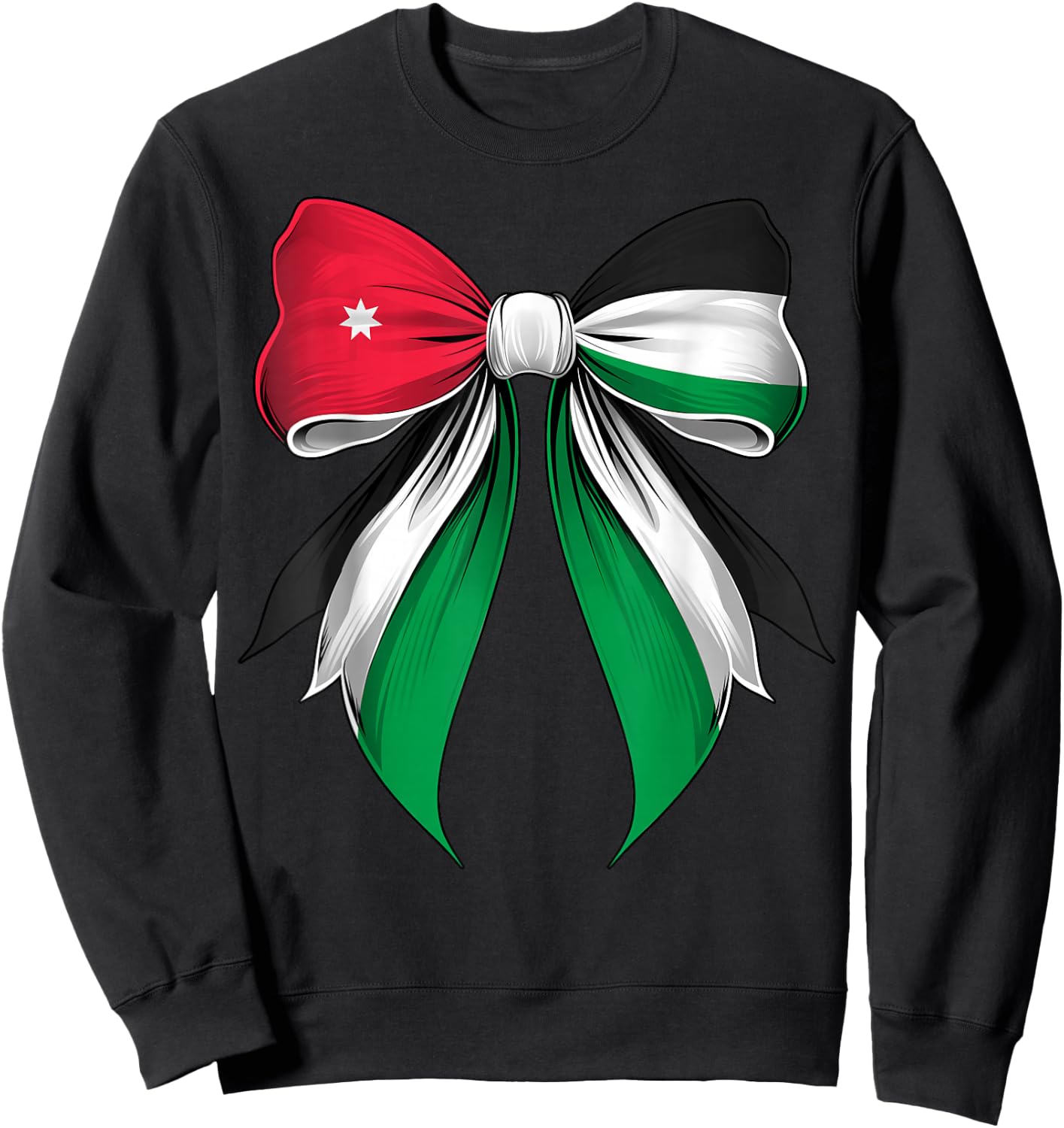 Jordan Flag Jordanian Pride Coquette Ribbon Sweatshirt - Sweatshirt | Black