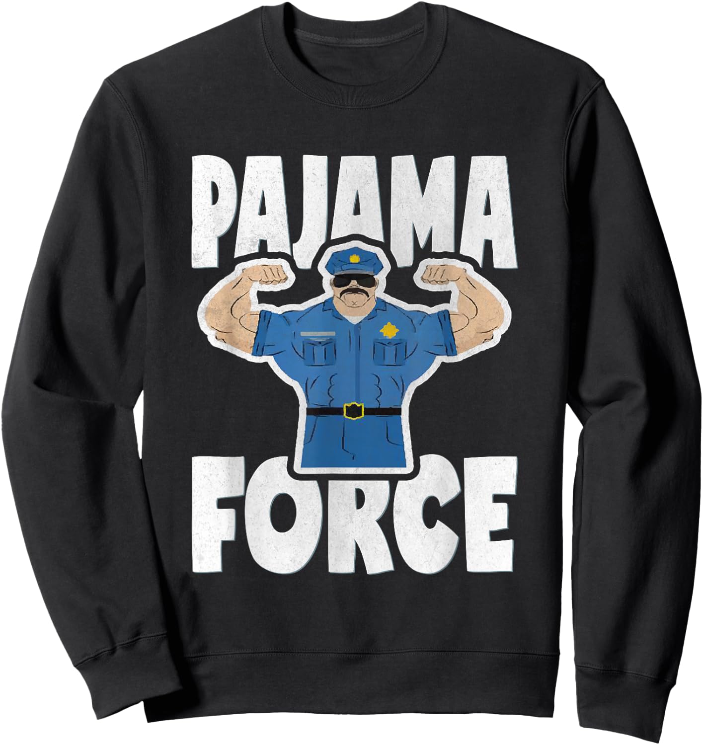 Pajama Force Retro Muscle Police Officer Bed Time PJ Sweatshirt - Sweatshirt | Black