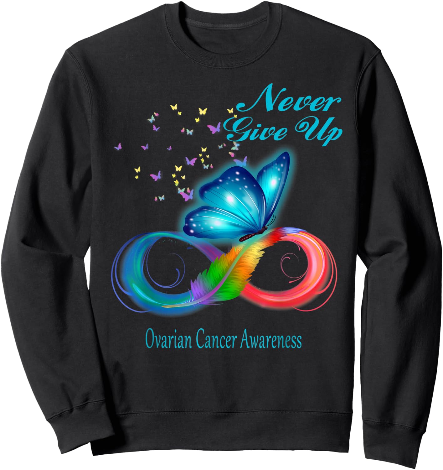 Butterfly Ovarian Cancer Awareness Sweatshirt - Sweatshirt | Black