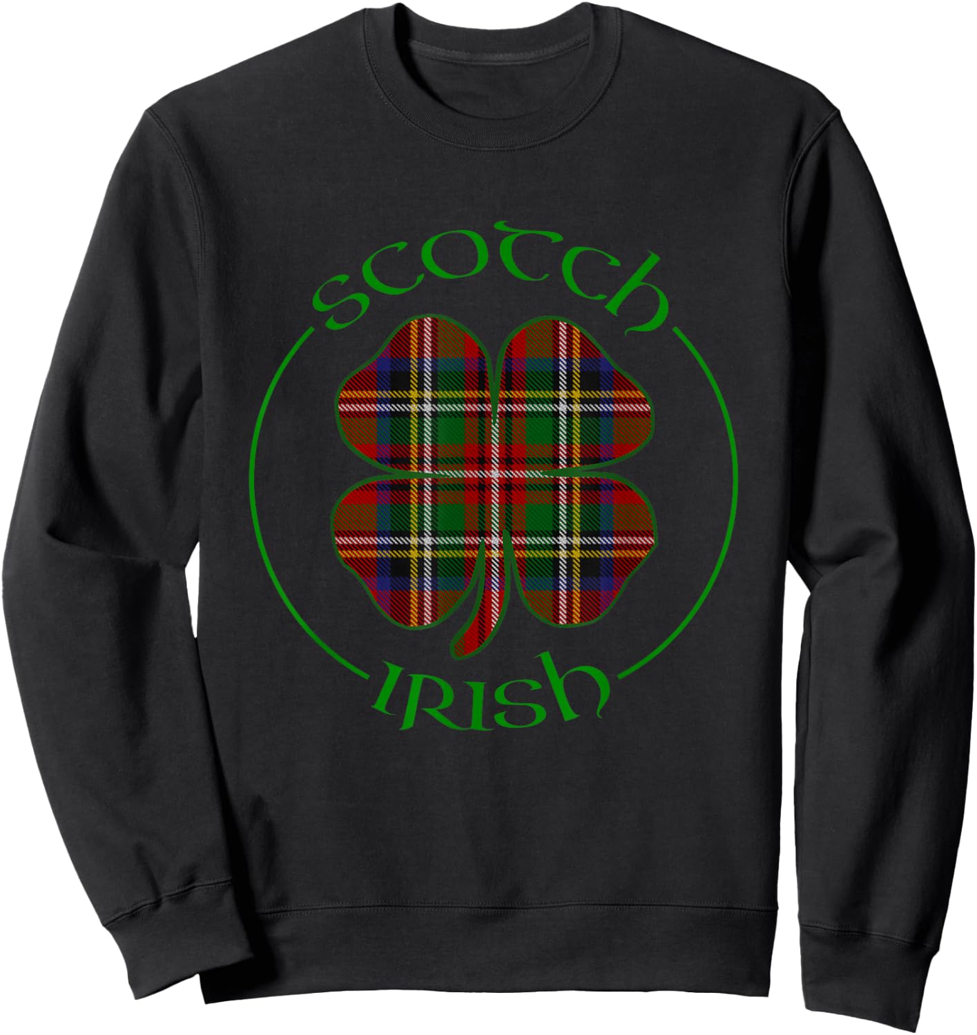 Tartan Shamrock Scots Scotch Irish Pride Ireland Graphic Sweatshirt - Sweatshirt | Black