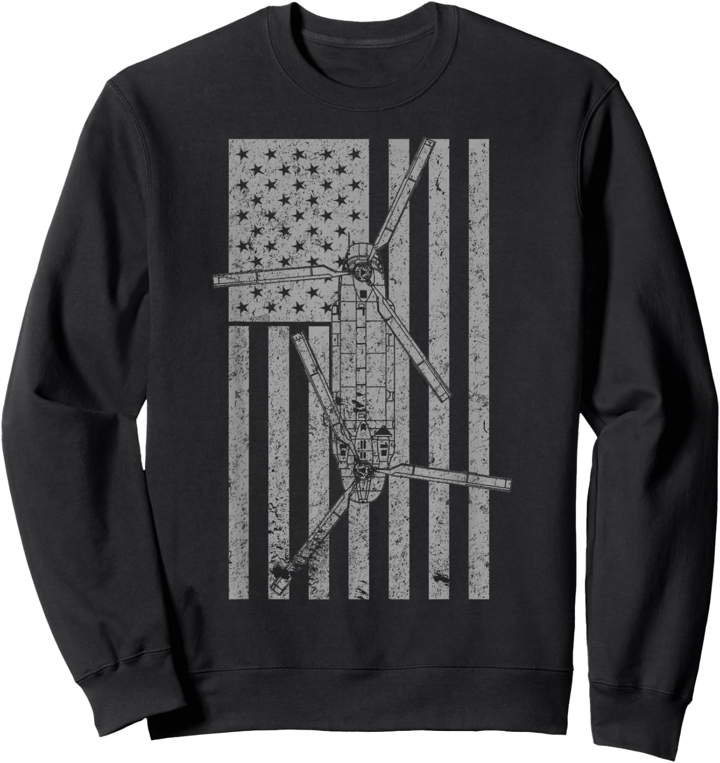 CH-47 Chinook Military Helicopter Vintage Flag Pilot Sweatshirt - Sweatshirt | Black