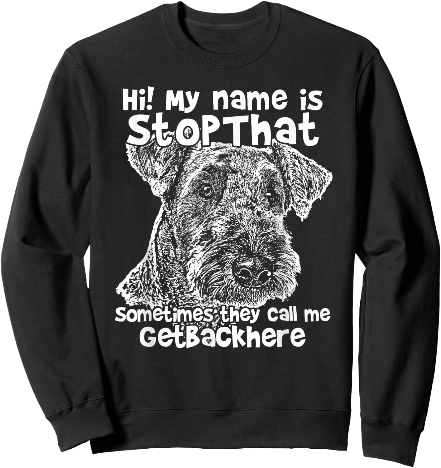 Hi My Name Is Stopthat Funny airedale terrier Shirt Sweatshirt - Sweatshirt | Black