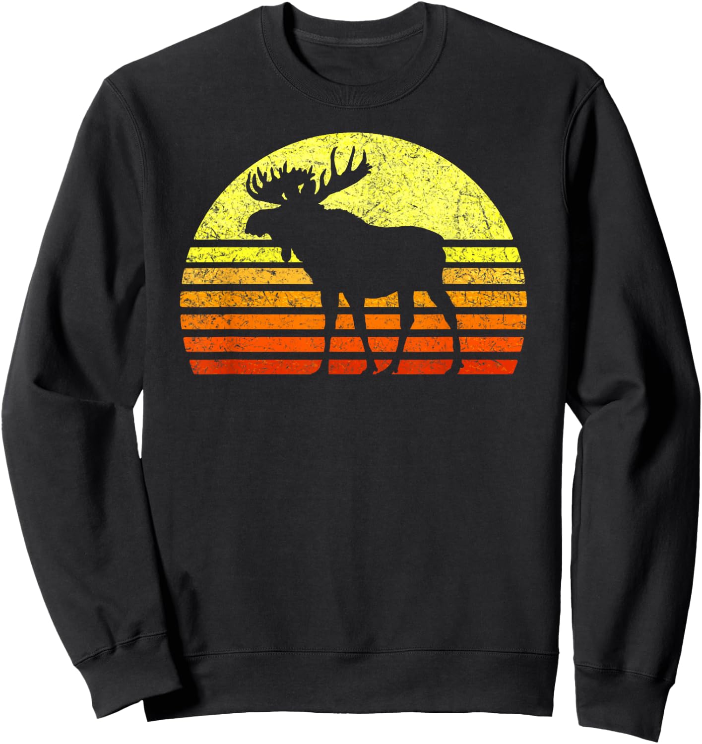 Vintage Eighties Style Retro Sun Moose National Park Forest Sweatshirt - Sweatshirt | Black