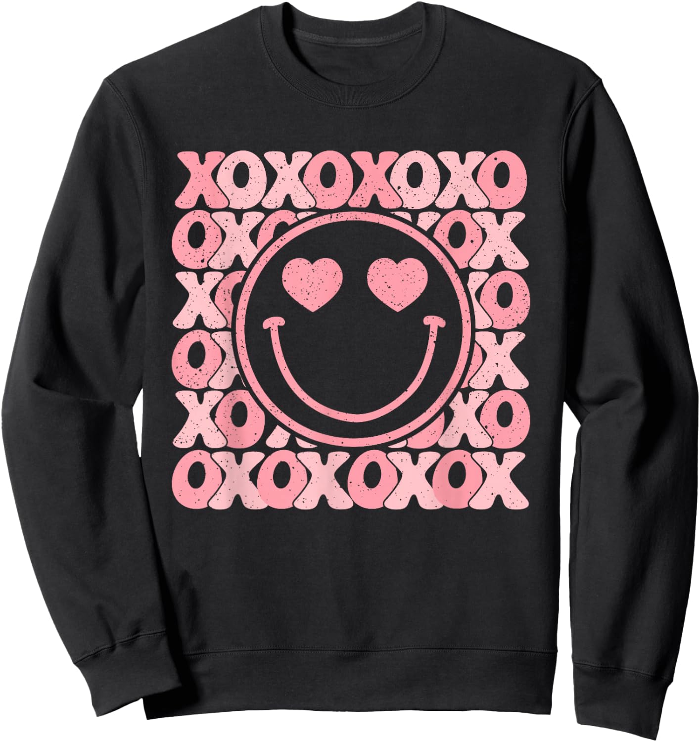 Xoxo Xo Xo Retro Groovy Smile Face Valentine Men Women Kids Sweatshirt - Sweatshirt | Black