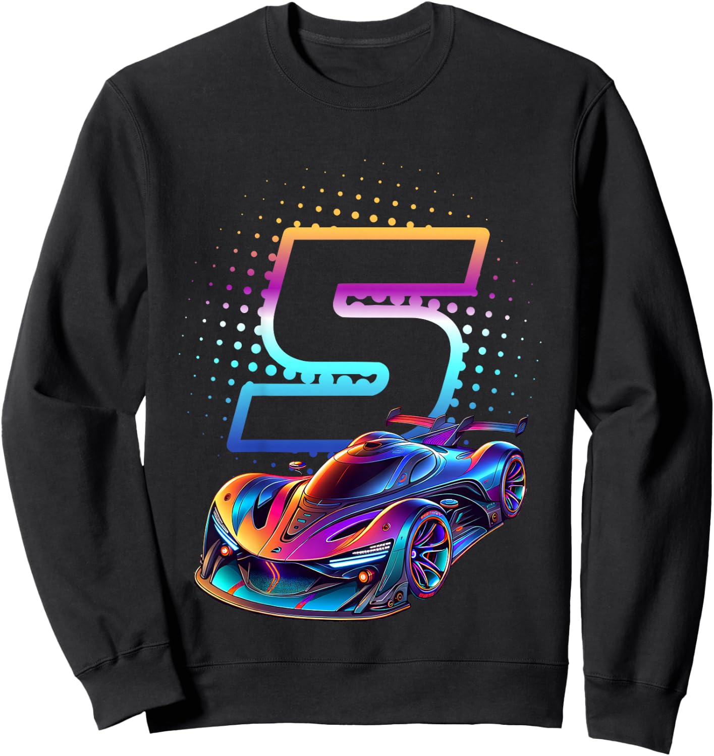 5 Year Old Race Car 5th Birthday Futuristic Racing Racecar Sweatshirt - Sweatshirt | Black