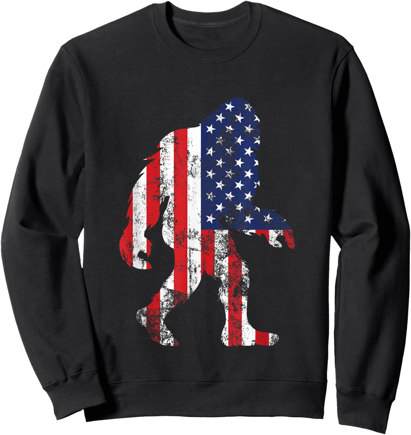 Bigfoot 4th Of July Independence Patriotic USA Flag Yeti Sweatshirt - Sweatshirt | Black