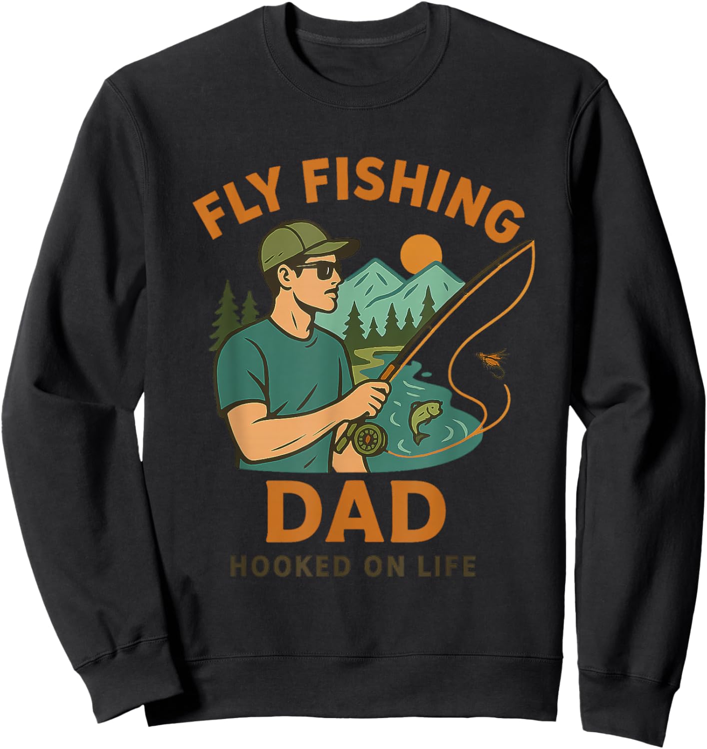 Fly Fishing Dad Gift Outdoor Fisherman Father's Day Sweatshirt - Sweatshirt | Black
