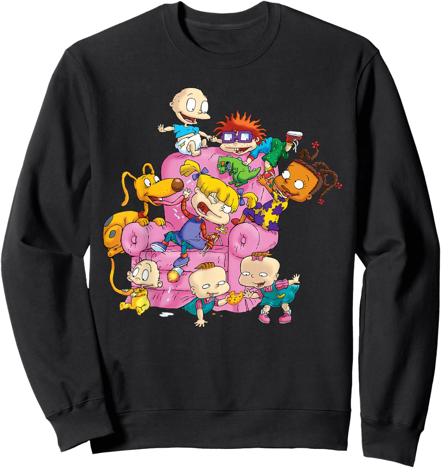 The Rugrats Group Couch T- Shirts Sweatshirt - Sweatshirt | Black