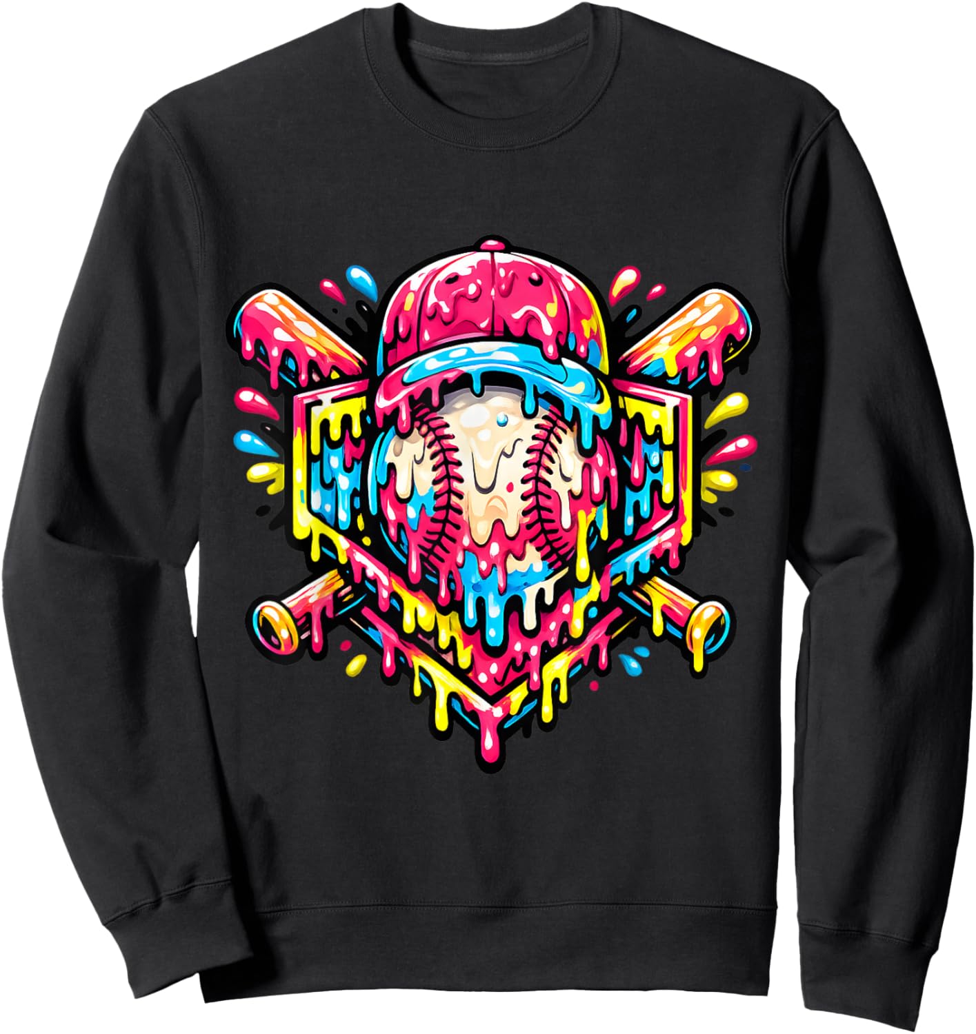 Baseball Drip Ice Cream Sport Sweatshirt - Sweatshirt | Black