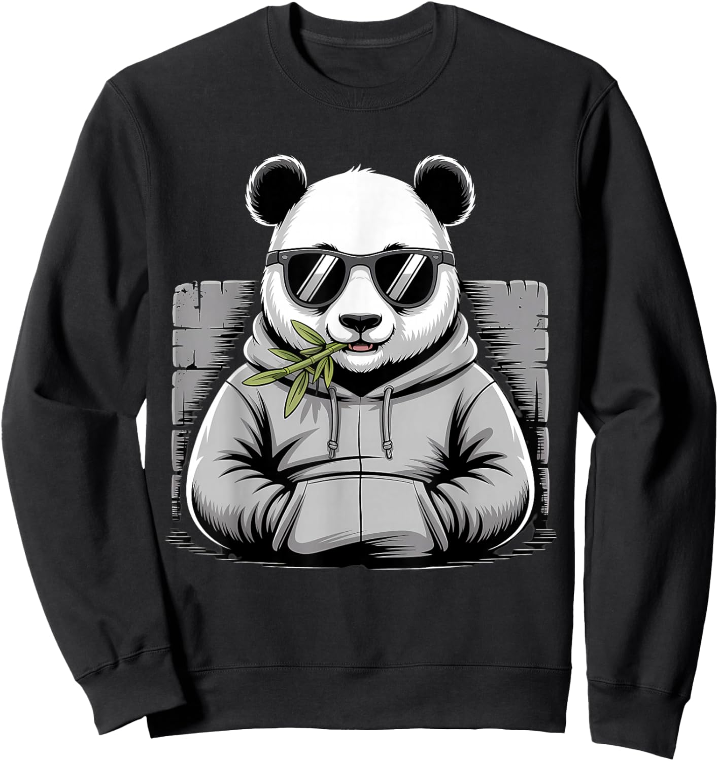 Panda with Sunglasses Graphic Motif Animal Funny Panda Bear Sweatshirt - Sweatshirt | Black