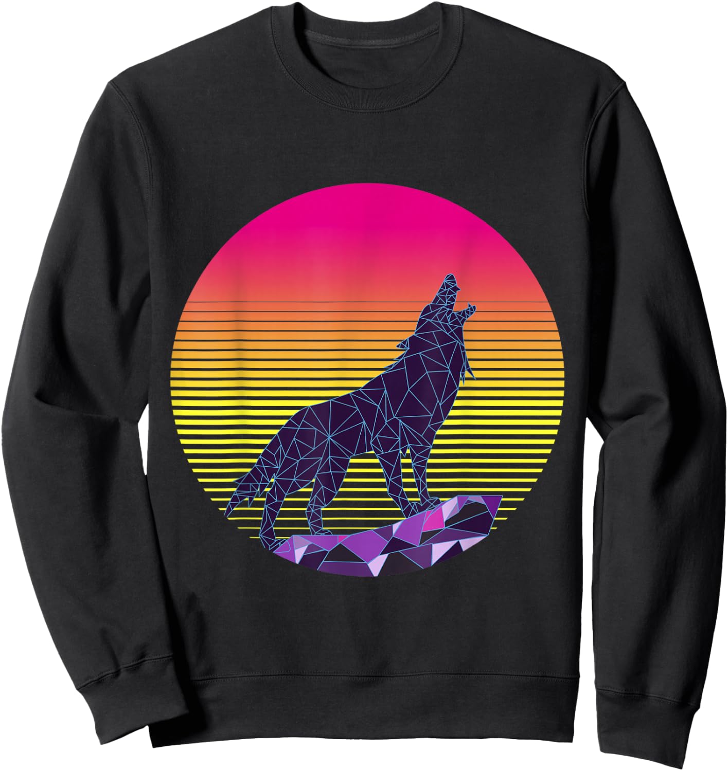 Wolf Shirt, 80s , Retro Vintage Shirt Sweatshirt - Sweatshirt | Black