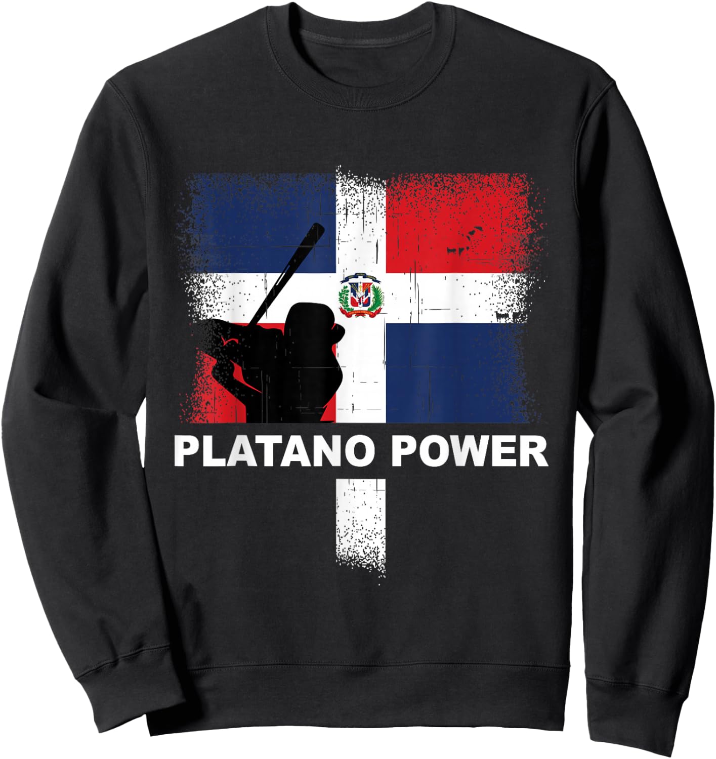 Dominican Republic Baseball Team Support Distress Shirt Sweatshirt - Sweatshirt | Black