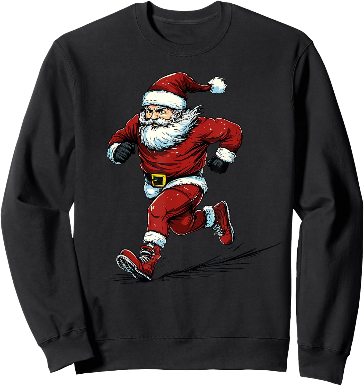 Santa Running Cross Country XC Runner Christmas Xmas Pajama Sweatshirt - Sweatshirt | Black