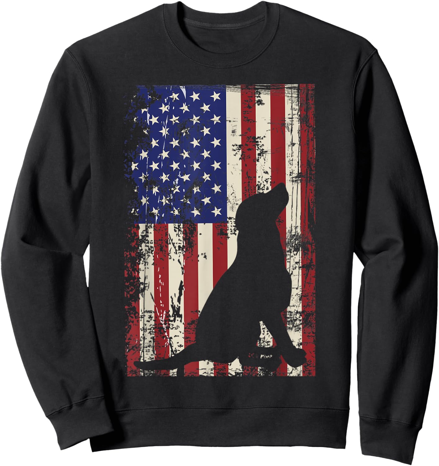 Patriotic Labrador 4th of July American Flag Sweatshirt - Sweatshirt | Black
