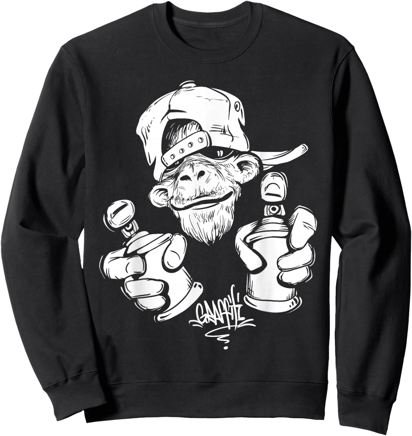 Monkey Graffiti Hip Hop Rap Music Ape Graphic Apparel Gift Sweatshirt - Sweatshirt | Black