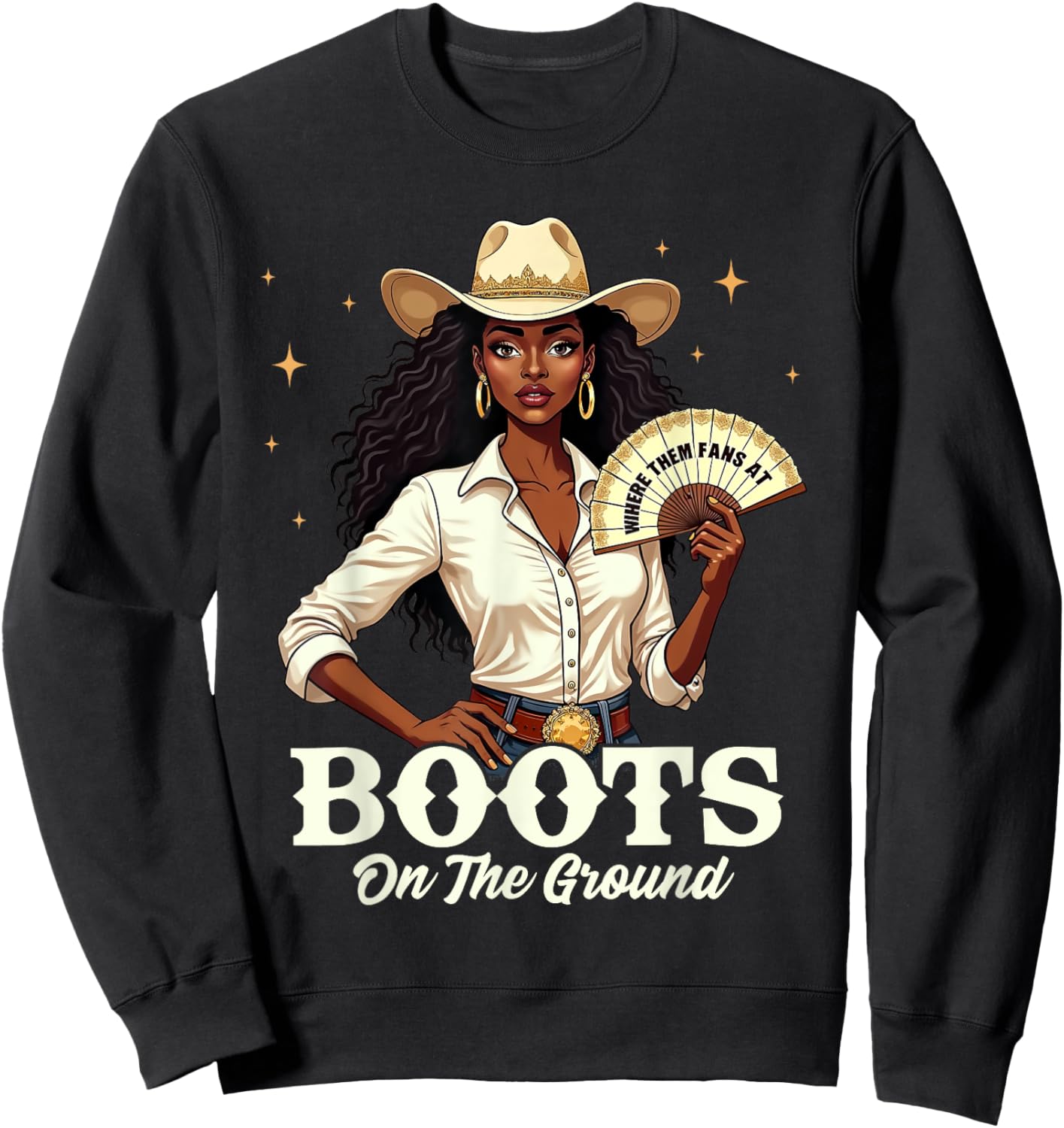Boots On The Ground Melanin Cowgirl Juneteenth Sweatshirt - Sweatshirt | Black