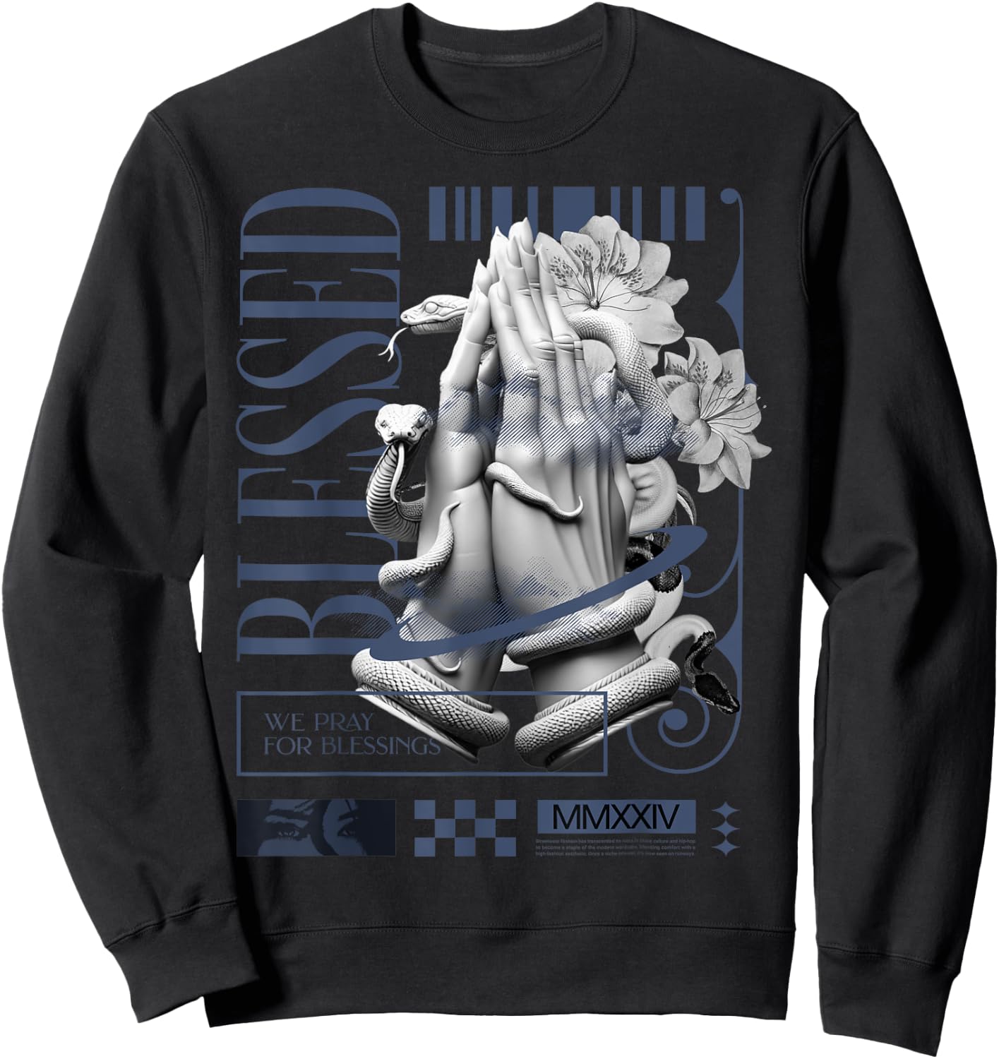 Blessed Hand Low Diffused Blue 11s Matching Men Women Sweatshirt - Sweatshirt | Black