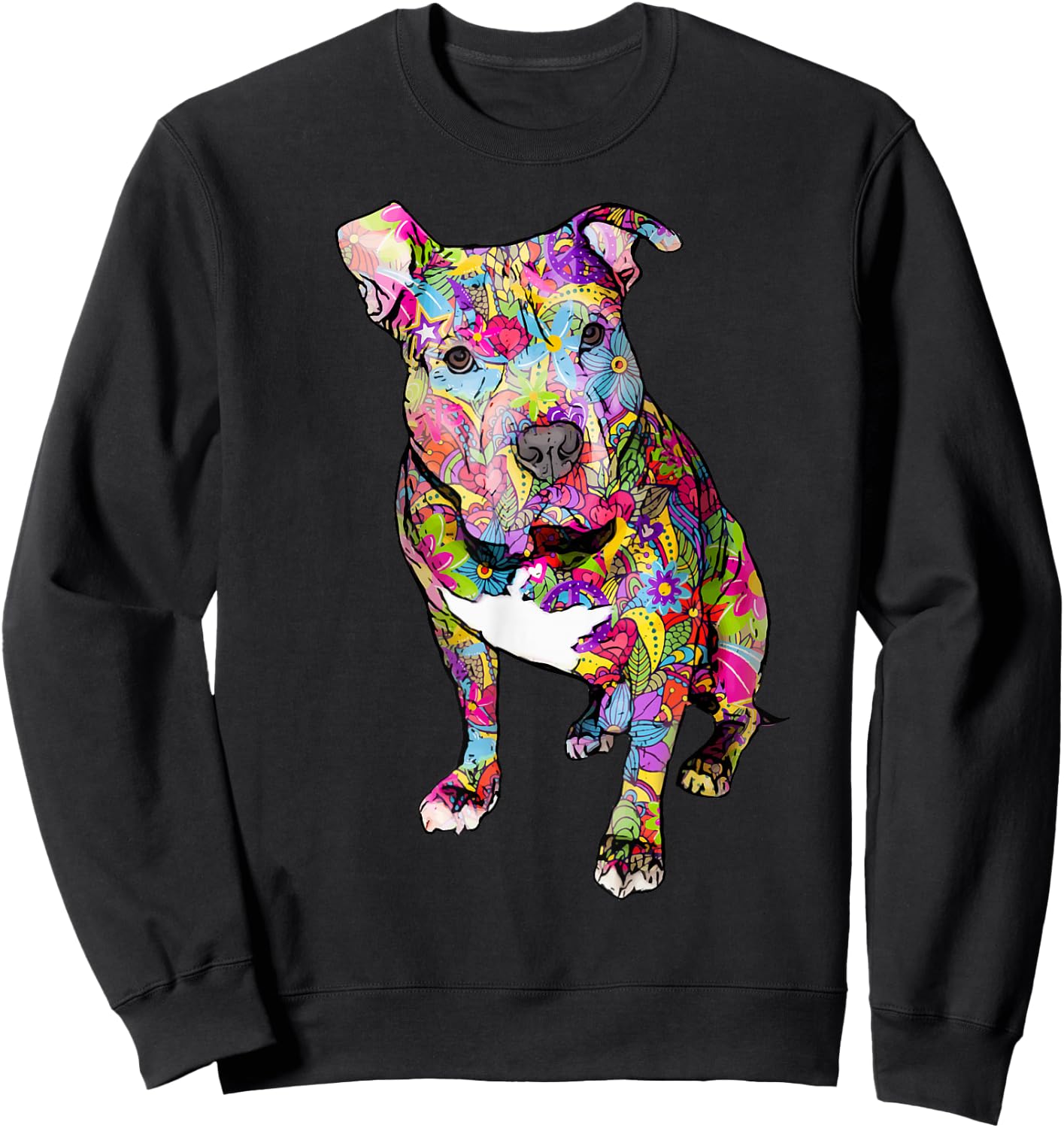 Pitbull Colorful Hippie Peace Sign Cute Pit Bull Lover Dog Sweatshirt - Sweatshirt | Black
