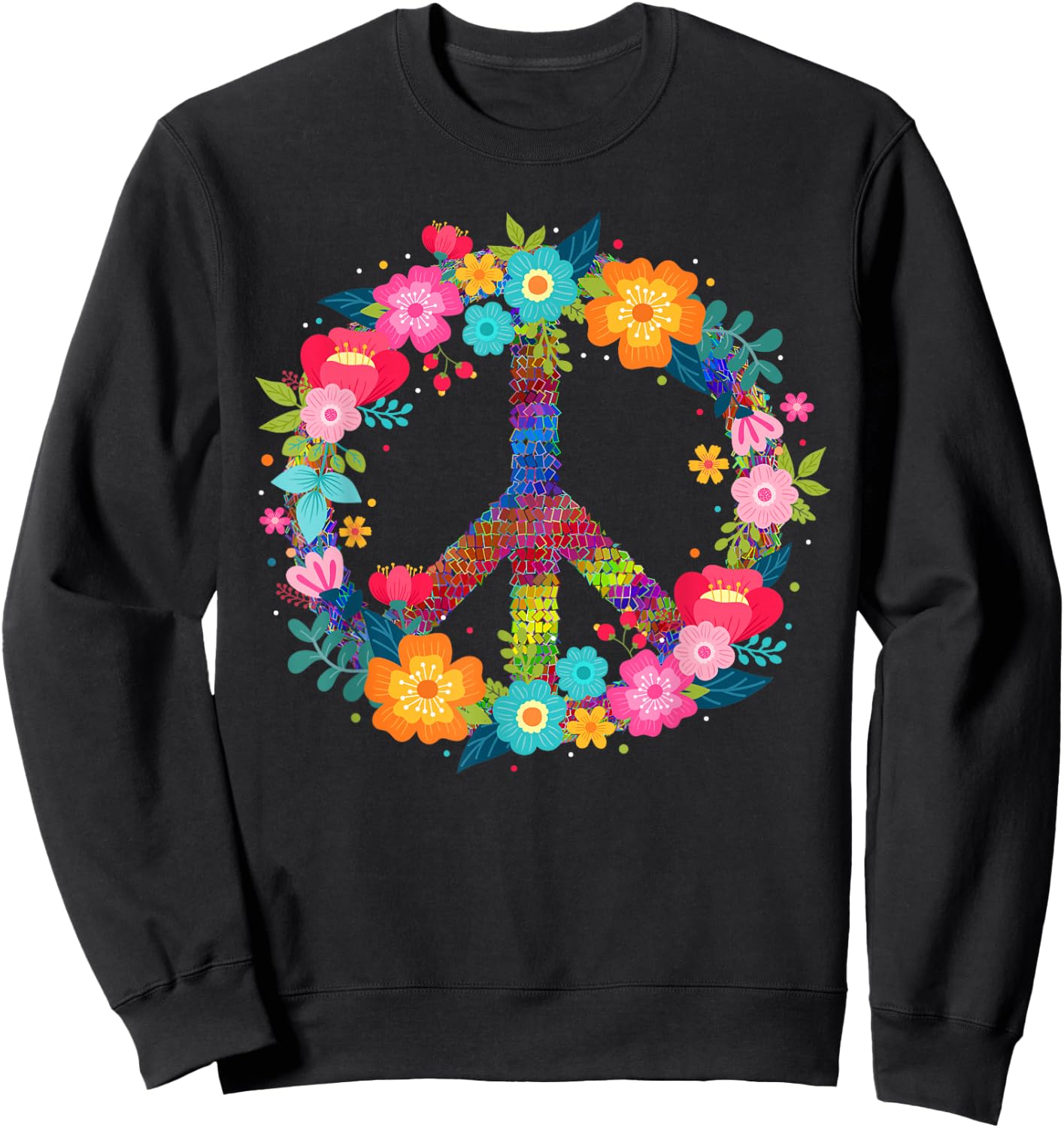 Peace Love Hippie Design - 60s 70s Retro Sweatshirt - Sweatshirt | Black