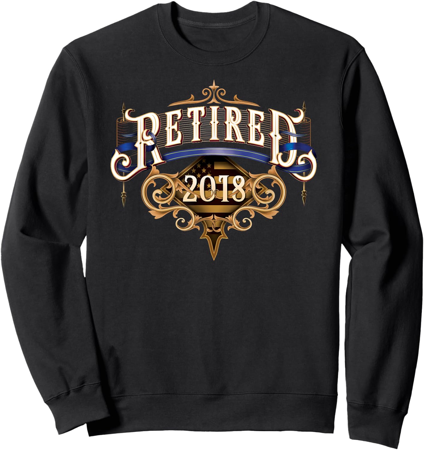 Retired Thin Blue Line American Flag Vintage Shirt Sweatshirt - Sweatshirt | Black