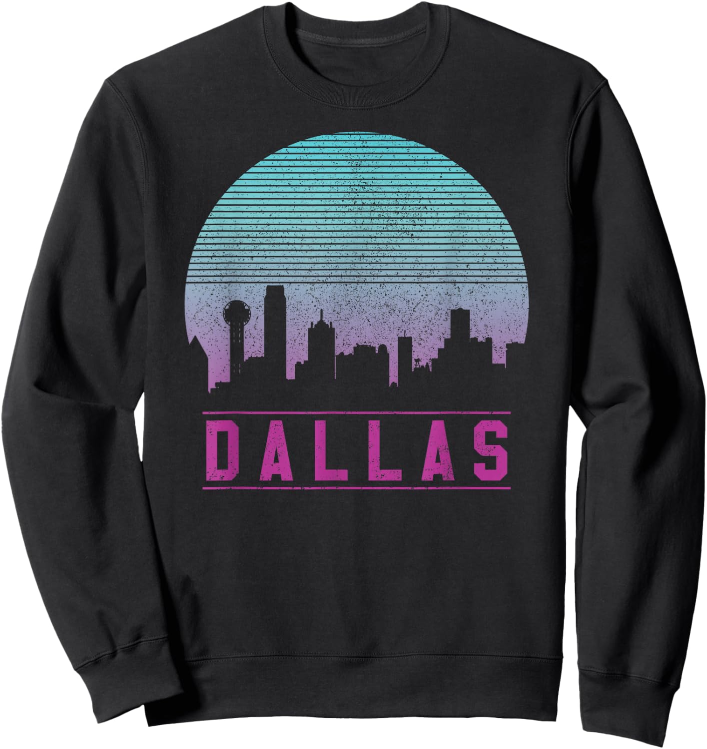 Dallas Skyline - Vintage Retro Texas Shirt Gift Sweatshirt - Sweatshirt | Black