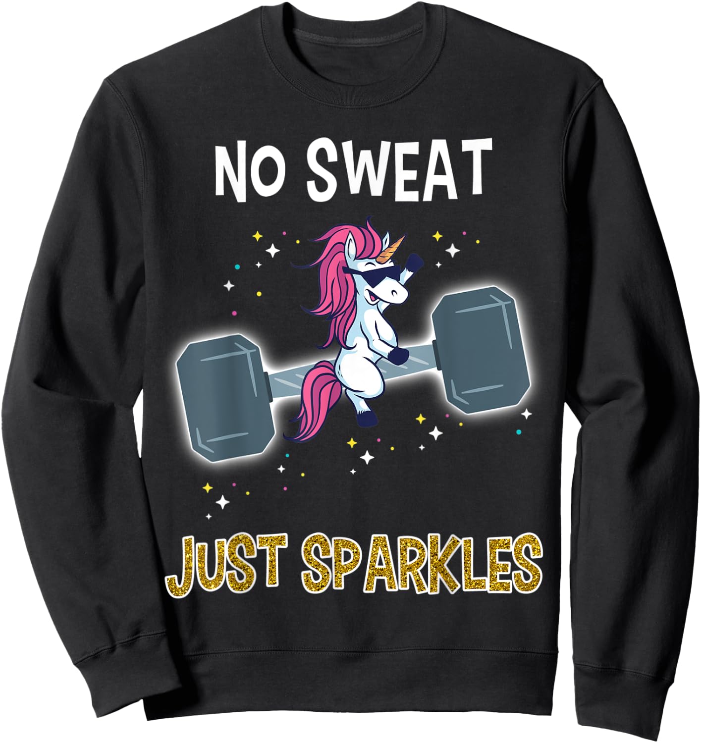 Unicorn Dumbbell Shirt Funny Unicorn Workout Gift Sweatshirt - Sweatshirt | Black