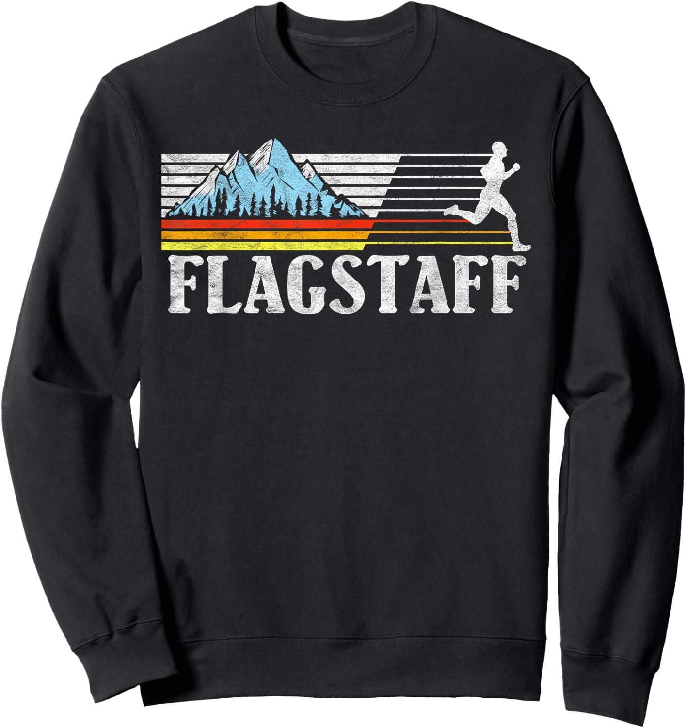 Flagstaff Trail Running Retro Mountains 80s Graphic Sweatshirt - Sweatshirt | Black