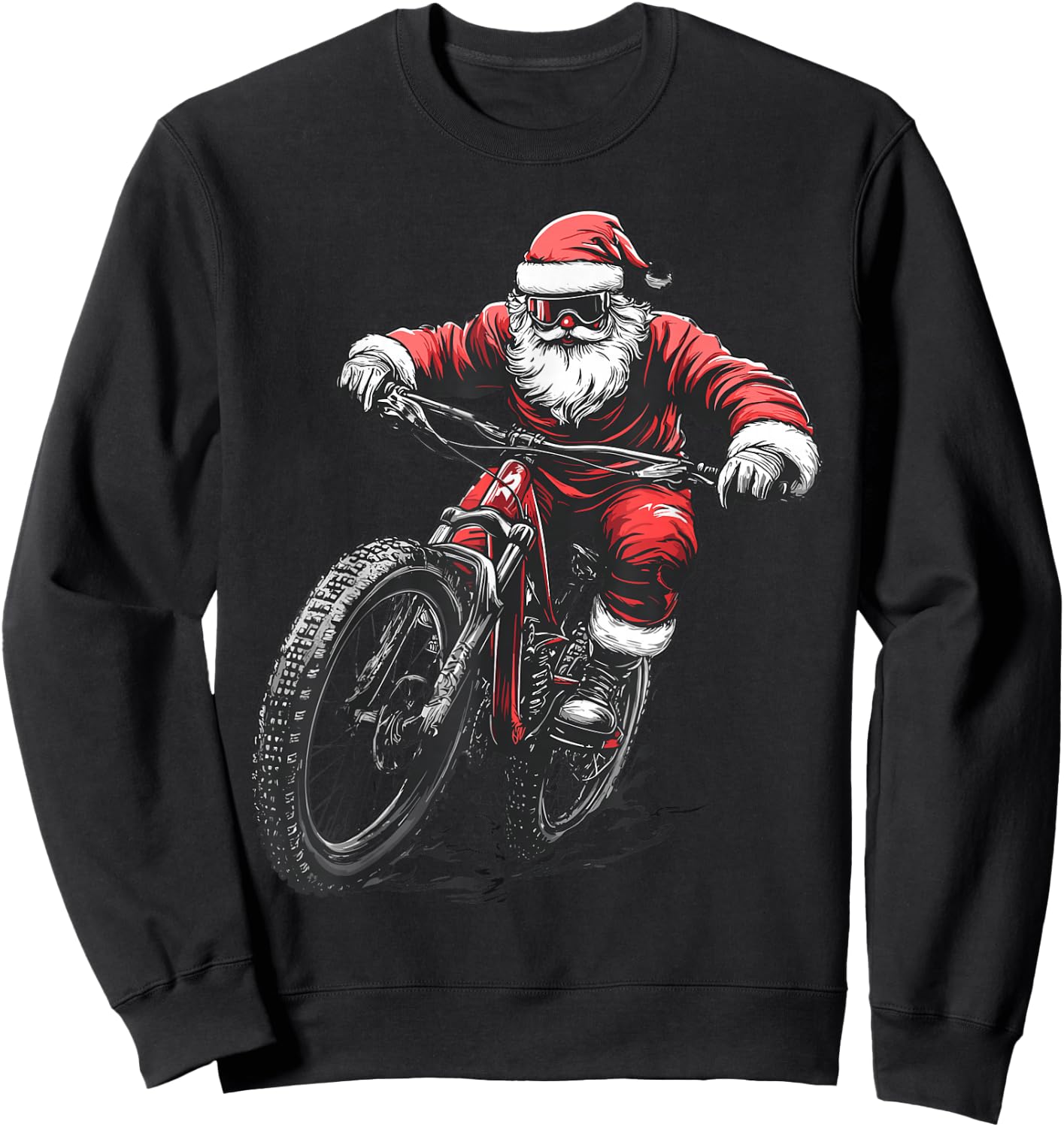 Santa BMX Lover Biker Bicycle Racing Cyclist Christmas Xmas Sweatshirt - Sweatshirt | Black