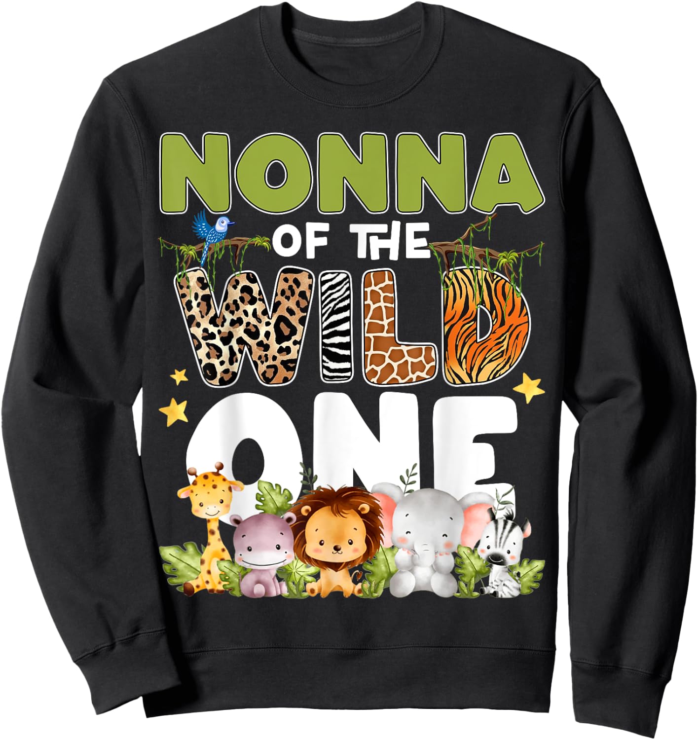 Nonna Of The Wild One 1st Birthday Safari Family Matching Sweatshirt - Sweatshirt | Black
