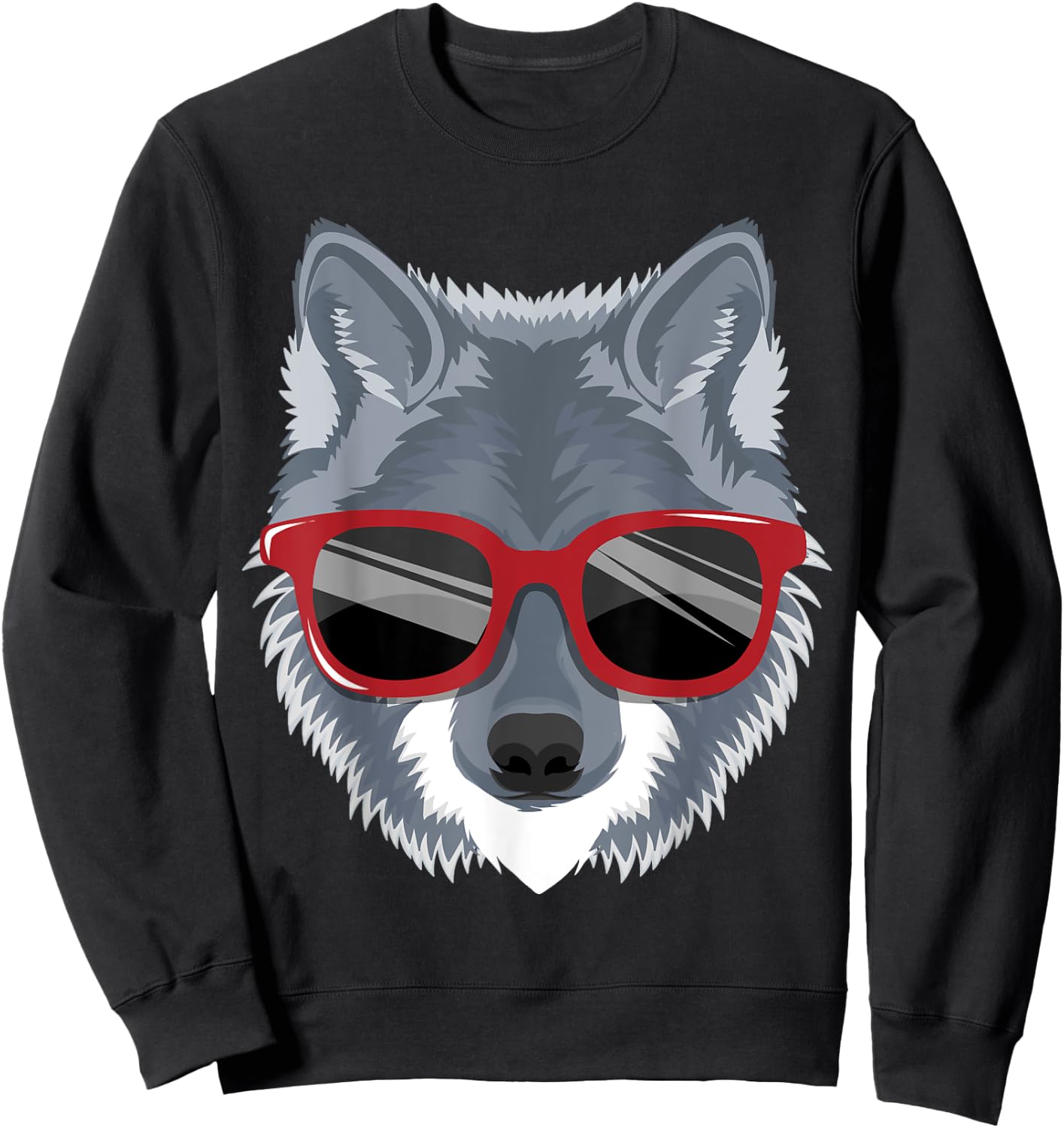 Wolf Shirt, 80s , Retro Vintage Shirt, Sunglasses Sweatshirt - Sweatshirt | Black