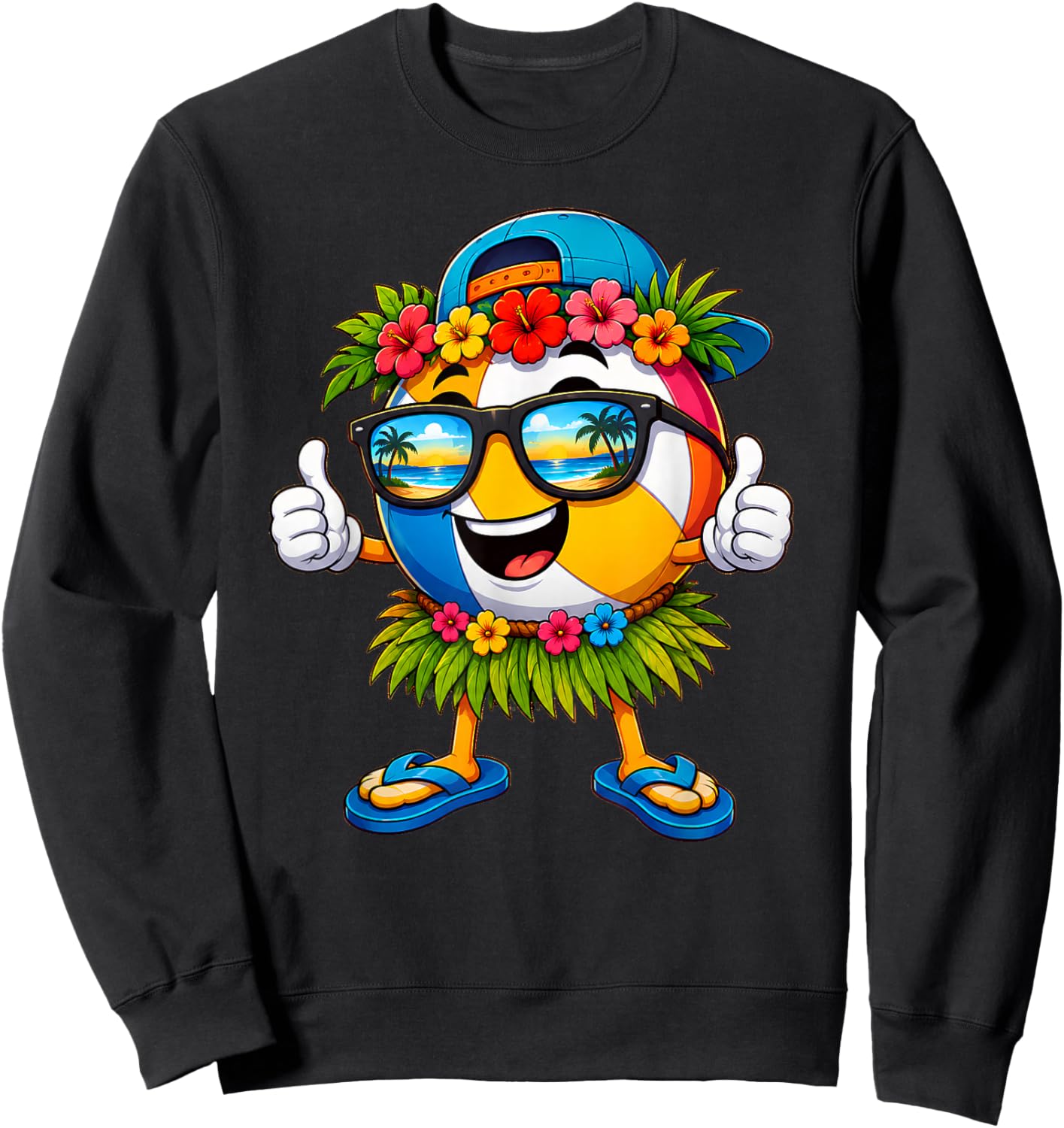 Hawaiian Volleyball Ball Tropical Beach Summer Vacation Sweatshirt - Sweatshirt | Black