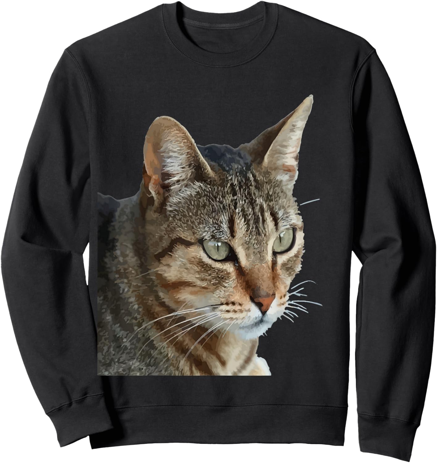 Stunning Tabby Cat Close Up Portrait Vector Sweatshirt - Sweatshirt | Black