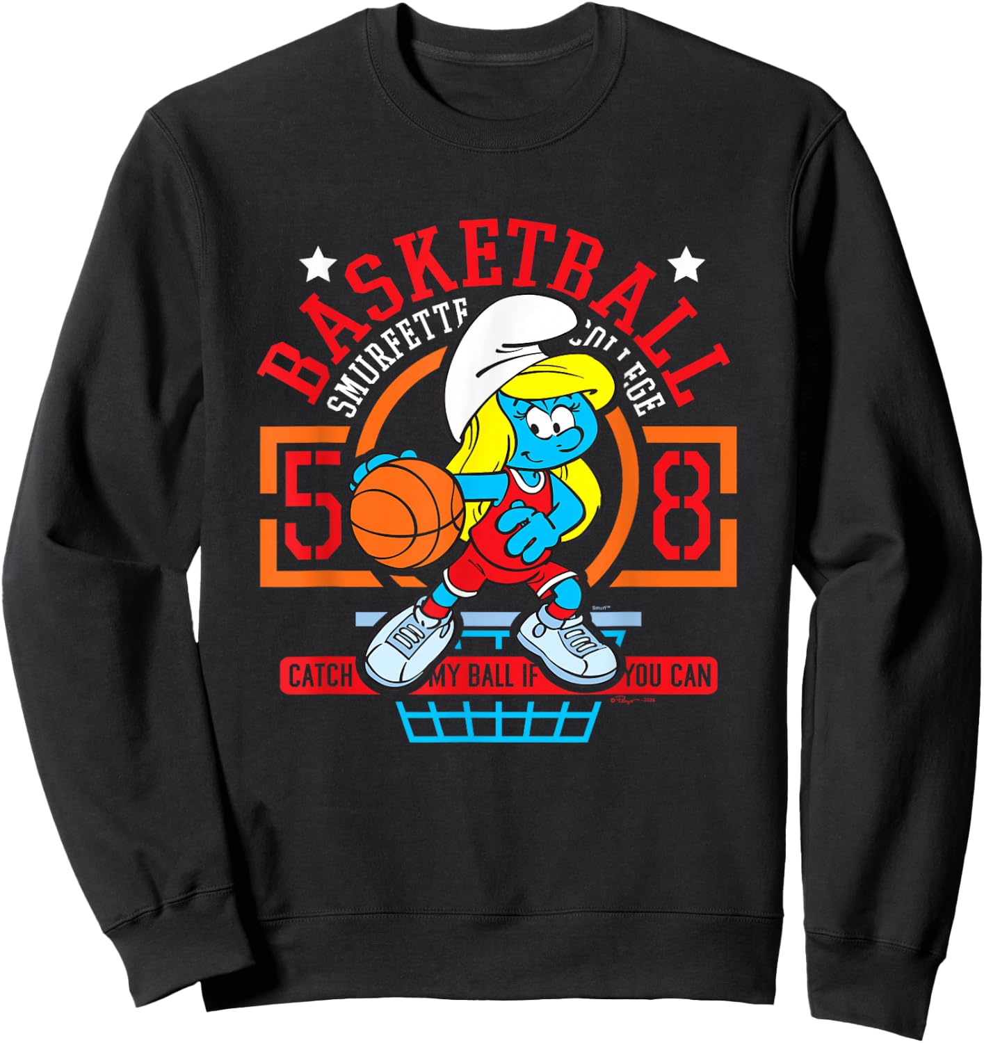 The Smurfs Basketball Smurfette College Logo Sweatshirt - Sweatshirt | Black